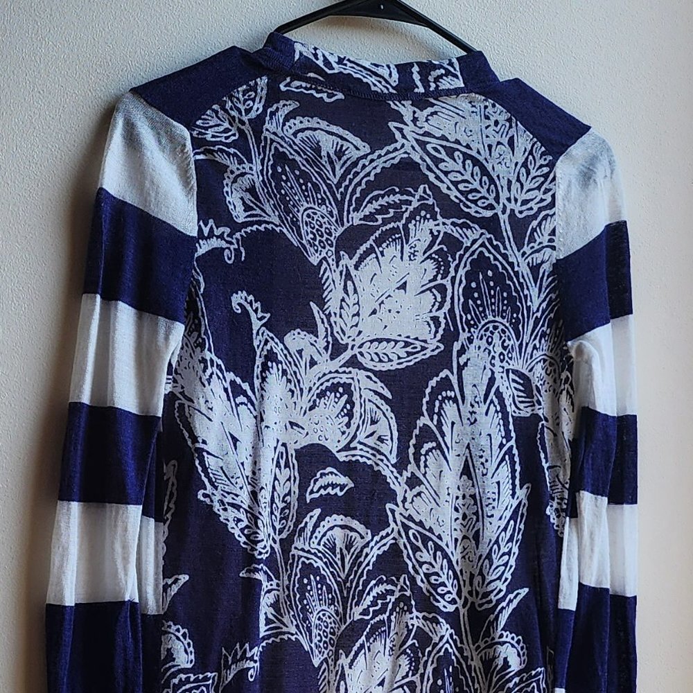 LOFT Purple/White Striped Mixed Media Cardigan Sweater Size Small - Picture 12 of 15
